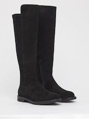 JD Williams Black Wide Fit Real Suede Riding Boots - Image 2 of 3