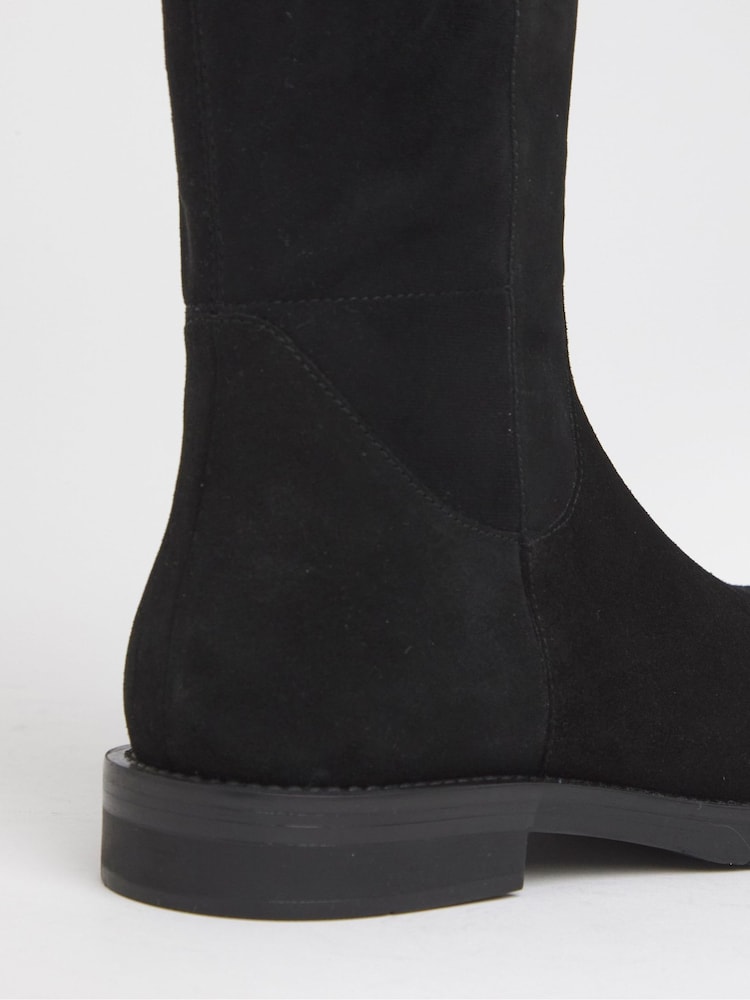 JD Williams Black Wide Fit Real Suede Riding Boots - Image 3 of 3
