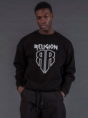 Religion Black Skull Antarsia Knit Jumper - Image 1 of 4