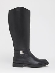 JD Williams Black Leather Knee High Riding Boots - Image 2 of 4