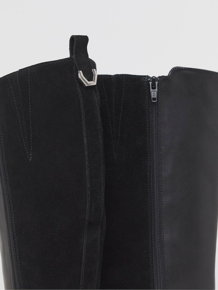 JD Williams Black Wide Fit Real Leather Suede Mix Riding Boots - Image 4 of 4 JD Williams Black Wide Fit Real Leather Suede Mix Riding Boots - Image 4 of 4