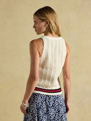Crème - Joules Col licou en maille torsadée en coton débardeur - Image 2 de 8