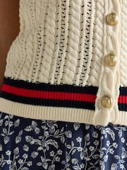Crème - Joules Col licou en maille torsadée en coton débardeur - Image 3 de 8