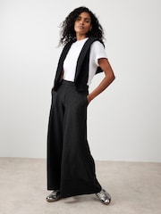Mint Velvet Black Pinstripe Wide Trousers - Image 1 of 8