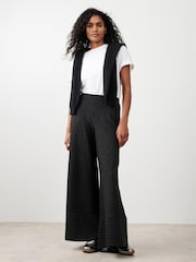 Mint Velvet Black Pinstripe Wide Trousers - Image 3 of 8