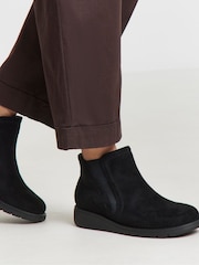 JD Williams Black Extra Wide Fit Heavenly Soles Low Wedge Chelsea Boots - Image 1 of 3