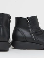 JD Williams Black Heavenly Soles Low Wedge Ruched Boots With Zip - Image 4 of 4