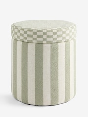 Woven Stripe Sage Green Stella Storage Round Stool - Image 4 of 6