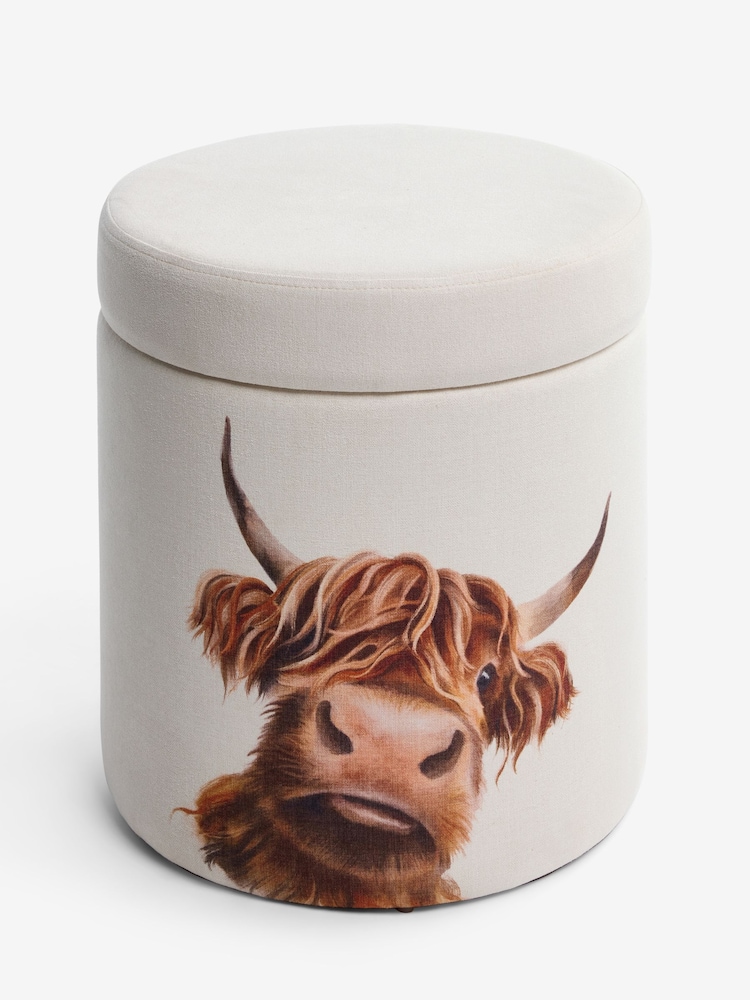 Tailored Linen Look Hamish Print Natural Stella Storage Round Stool - Image 6 of 6 Tailored Linen Look Hamish Print Natural Stella Storage Round Stool - Image 6 of 6