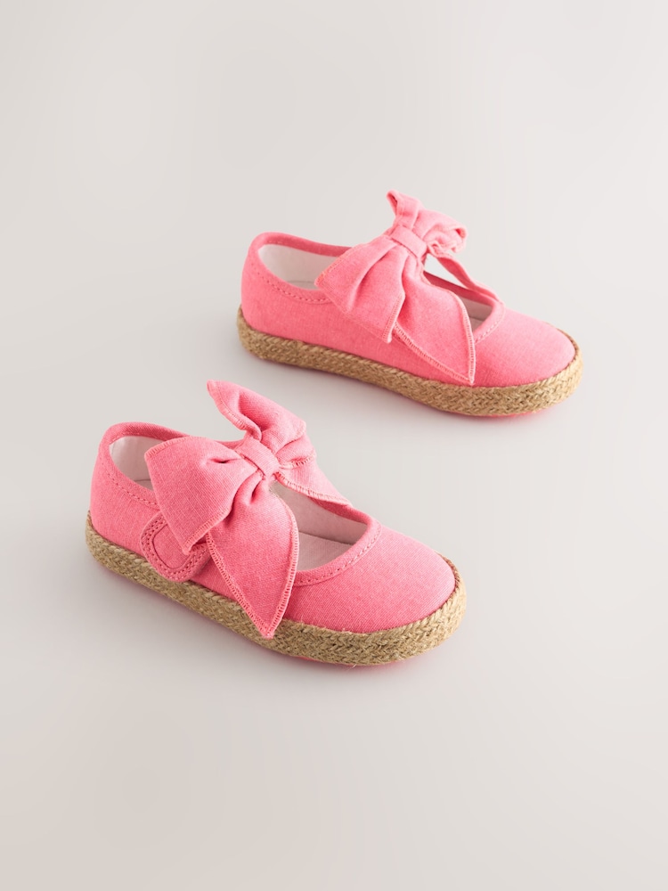 Fluoro Pink Bow Espadrille Shoes - Image 1 of 5