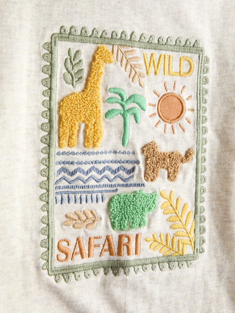 JoJo Maman Bébé Natural Safari Stamp Graphic T-Shirt - Image 3 of 3
