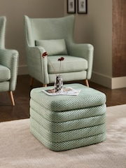Geo Chenille Green Stella Storage Square Stool - Image 1 of 5