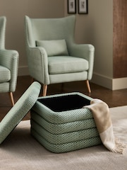 Geo Chenille Green Stella Storage Square Stool - Image 2 of 5
