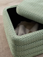 Geo Chenille Green Stella Storage Square Stool - Image 5 of 5