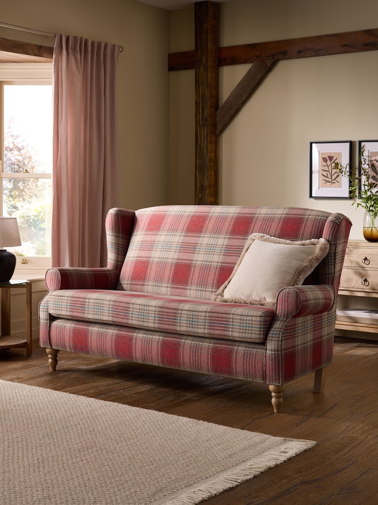 Versatile Check Stirling Red Sherlock 3 Seater Sofa - Image 1 of 5 Versatile Check Stirling Red Sherlock 3 Seater Sofa - Image 1 of 5
