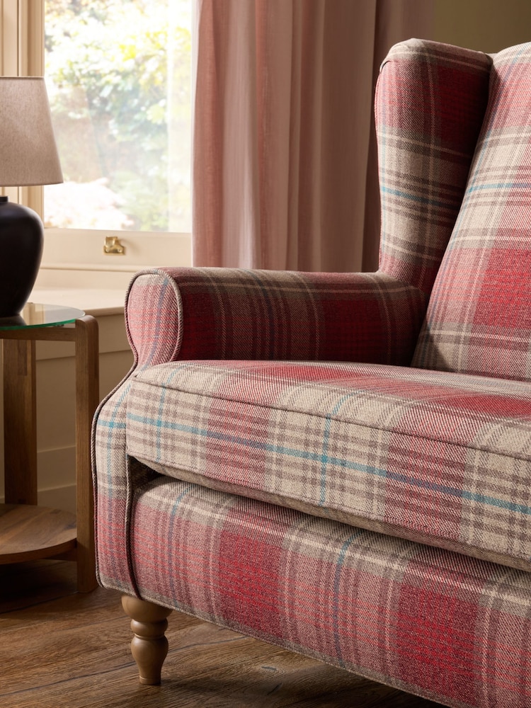 Versatile Check Stirling Red Sherlock 3 Seater Sofa - Image 2 of 5 Versatile Check Stirling Red Sherlock 3 Seater Sofa - Image 2 of 5