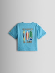 JoJo Maman Bébé Blue Surf Graphic T-Shirt Aqua Blue - Image 2 of 3