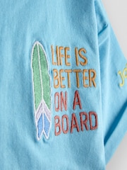 JoJo Maman Bébé Blue Surf Graphic T-Shirt Aqua Blue - Image 3 of 3