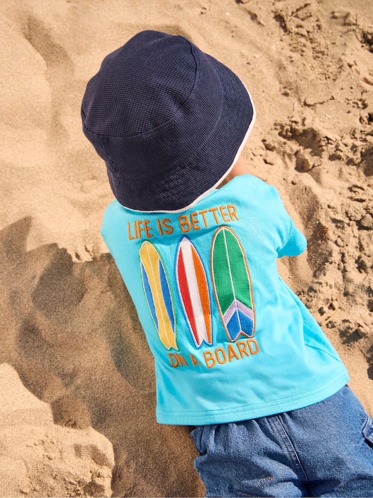 JoJo Maman Bébé Graphic T-Shirt Aqua Blue - Bild 4 von 4