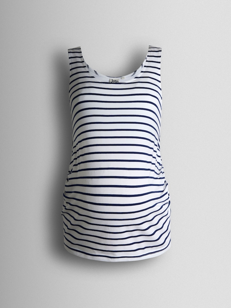 JoJo Maman Bébé Navy Ecru Stripe 2-Pack Maternity Vest Tops - Image 10 of 10 JoJo Maman Bébé Navy Ecru Stripe 2-Pack Maternity Vest Tops - Image 10 of 10