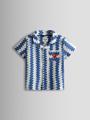 JoJo Maman Bébé Blue Textured Shirt & Shorts Resort Set - Image 2 of 7