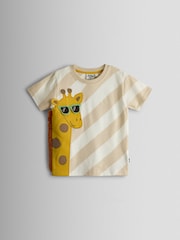 JoJo Maman Bébé Natural Giraffe Appliqué T-Shirt - Image 1 of 3