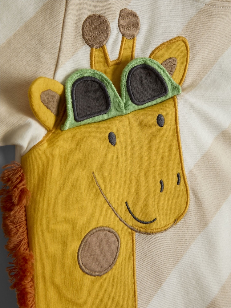 JoJo Maman Bébé Natural Giraffe Appliqué T-Shirt - Image 3 of 3