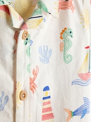 JoJo Maman Bébé Cream Seaside 2-Piece Shirt & Short Set - Image 6 of 7