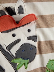 JoJo Maman Bébé Charcoal Grey Zebra 2-Piece Appliqué T-Shirt & Shorts Set - Image 6 of 7