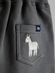 JoJo Maman Bébé Charcoal Grey Zebra 2-Piece Appliqué T-Shirt & Shorts Set - Image 7 of 7