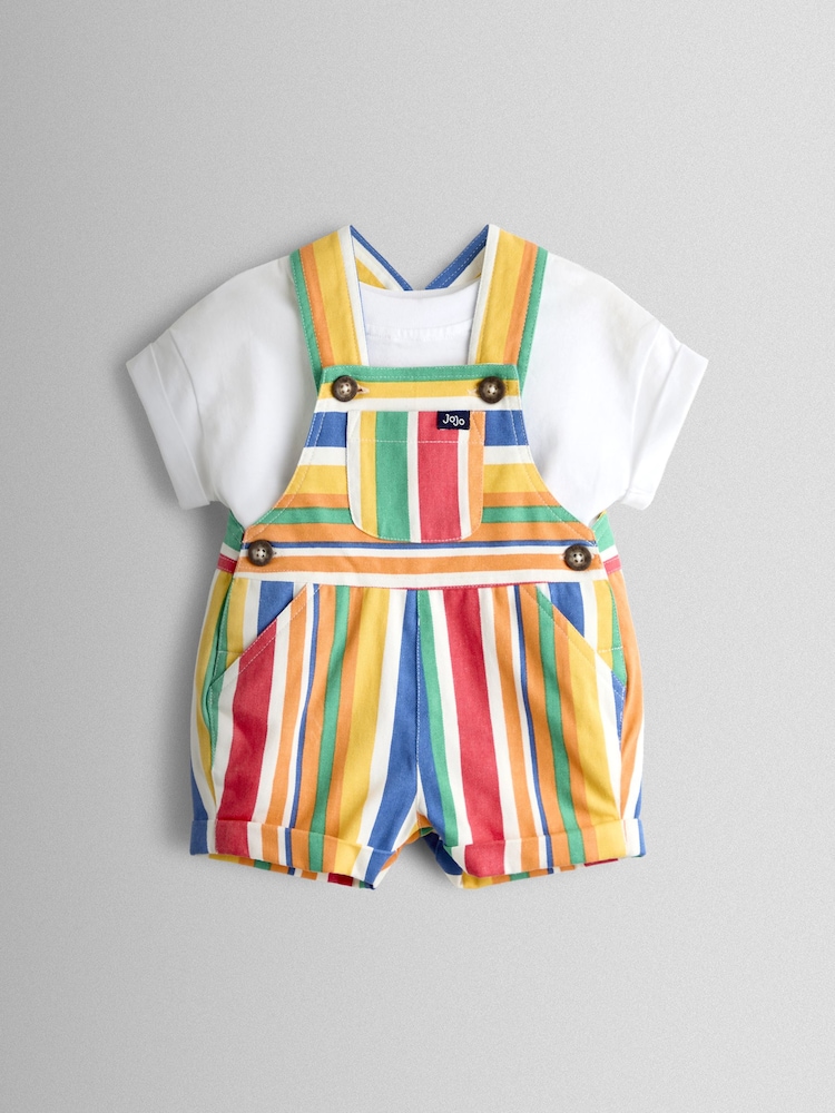 JoJo Maman Bébé ツイル オーバーオールセット＆Tシャツ 2 点セット - 画像 2 / 7