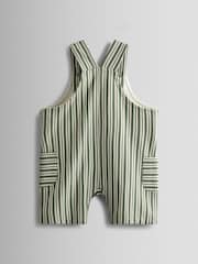 JoJo Maman Bébé Green 3-Piece Stripe Dungarees & T-Shirt Set with Hat - Image 3 of 8