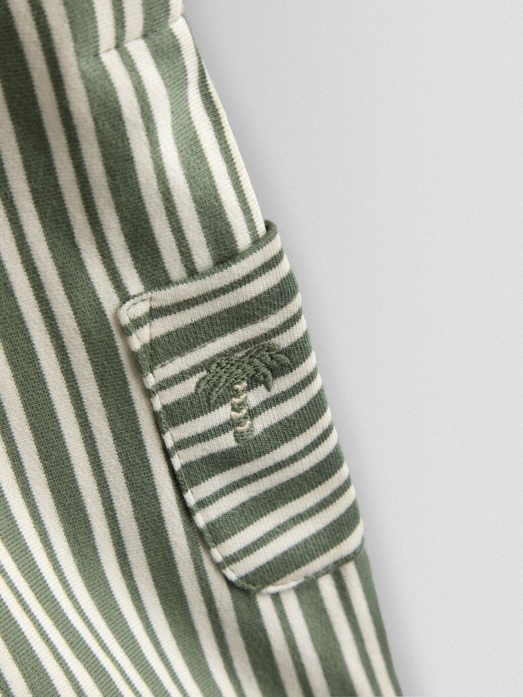 JoJo Maman Bébé Green 3-Piece Stripe Dungarees & T-Shirt Set with Hat - Image 8 of 8