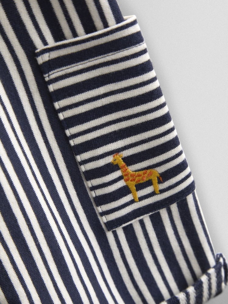 JoJo Maman Bébé Navy Blue Stripe Dungarees, T-Shirt & Hat 3-Piece Set - Image 8 of 8 JoJo Maman Bébé Navy Blue Stripe Dungarees, T-Shirt & Hat 3-Piece Set - Image 8 of 8