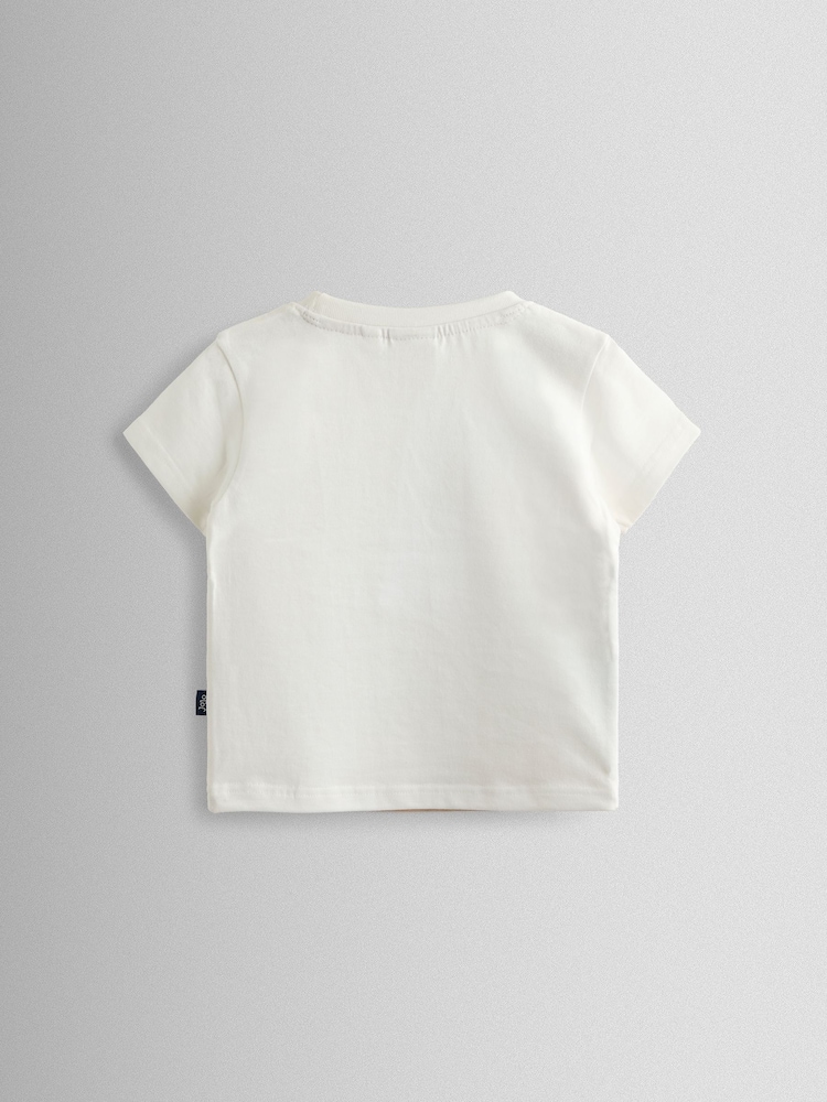 JoJo Maman Bébé Cream Surfari Scene Surfing Dino Scene Applique T-Shirt - Image 2 of 4