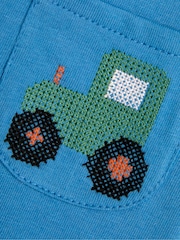 JoJo Maman Bébé Blue Tractor 2-Piece T-Shirt And Shorts Set - Image 6 of 6