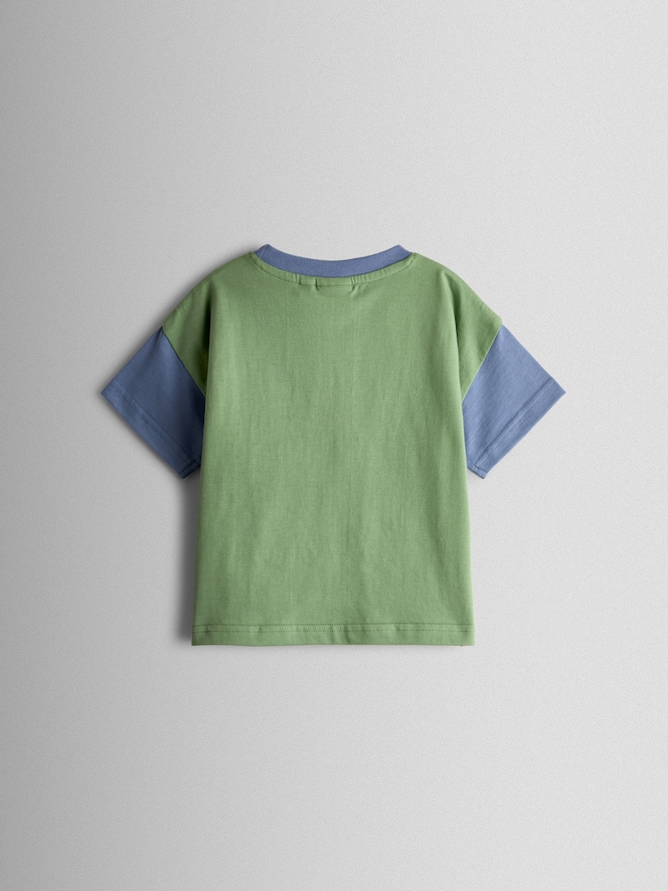 JoJo Maman Bébé Khaki Green Dino Plant Powered Applique T-Shirt - Image 2 of 3 JoJo Maman Bébé Khaki Green Dino Plant Powered Applique T-Shirt - Image 2 of 3