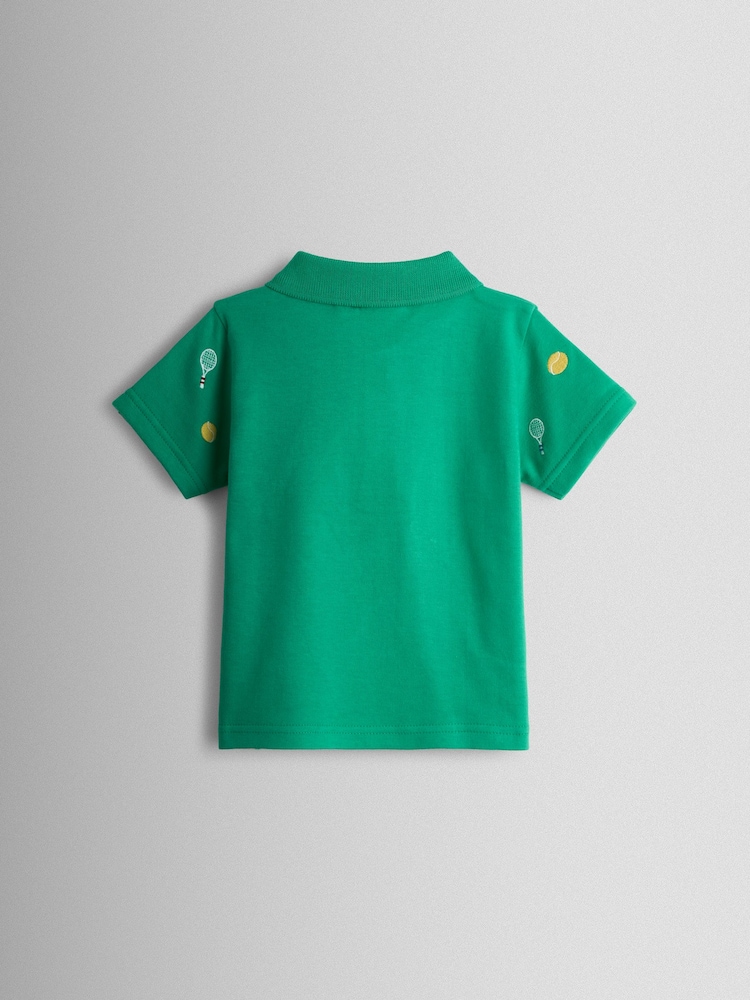 JoJo Maman Bébé Dark Green Embroidered Polo Shirt - Image 2 of 3
