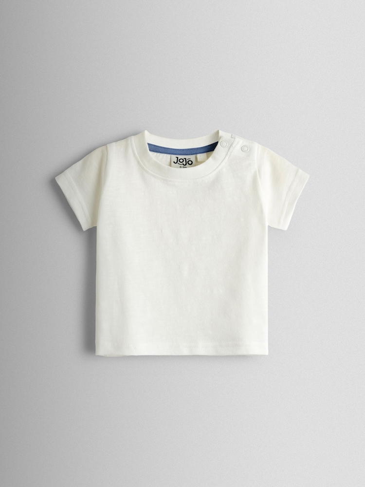 JoJo Maman Bébé Blue Marl Dino 2-Piece Appliqué Dungaree & T-Shirt Set - Image 2 of 6