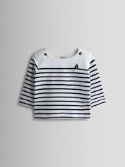 JoJo Maman Bébé White & Navy Breton Stripe Top - Image 1 of 3