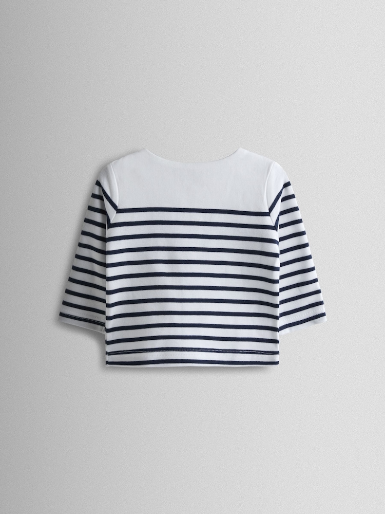 JoJo Maman Bébé White & Navy Breton Stripe Top - Image 2 of 3 JoJo Maman Bébé White & Navy Breton Stripe Top - Image 2 of 3