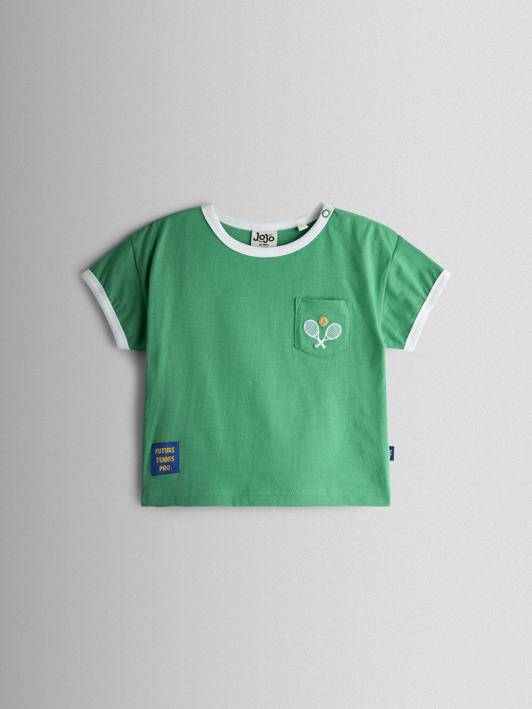 Jojo Maman Bébé Green Tennis Club Slogan Applique T-Shirt