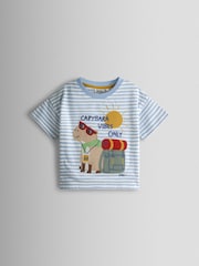 JoJo Maman Bébé Blue Capybara Character Appliqué T-Shirt - Image 1 of 3