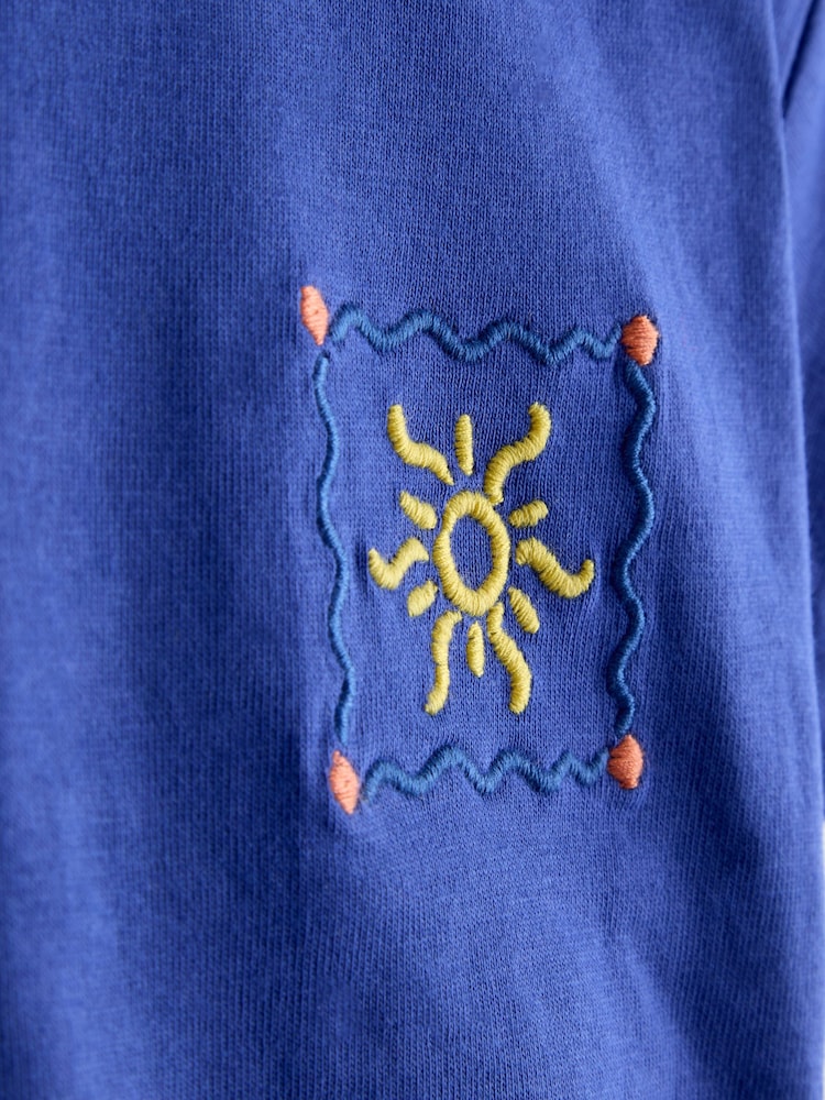 JoJo Maman Bébé Blue Seaside Stamp Graphic T-Shirt - Image 4 of 4 JoJo Maman Bébé Blue Seaside Stamp Graphic T-Shirt - Image 4 of 4