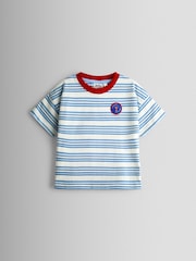 JoJo Maman Bébé Blue Stripe Lobster Applique T-Shirt - Image 1 of 3