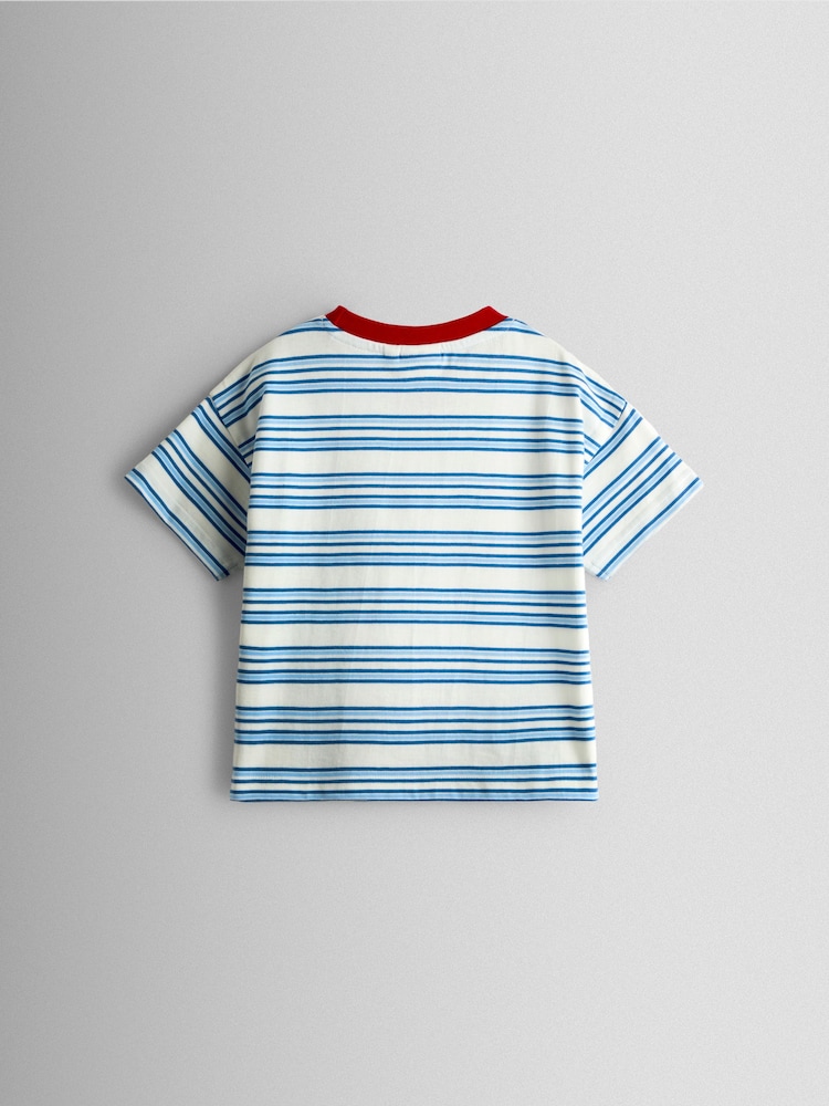 JoJo Maman Bébé Blue Stripe Lobster Applique T-Shirt - Image 2 of 3