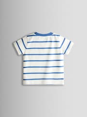 JoJo Maman Bébé White & Blue Tractor Pocket Appliqué T-Shirt - Image 2 of 3