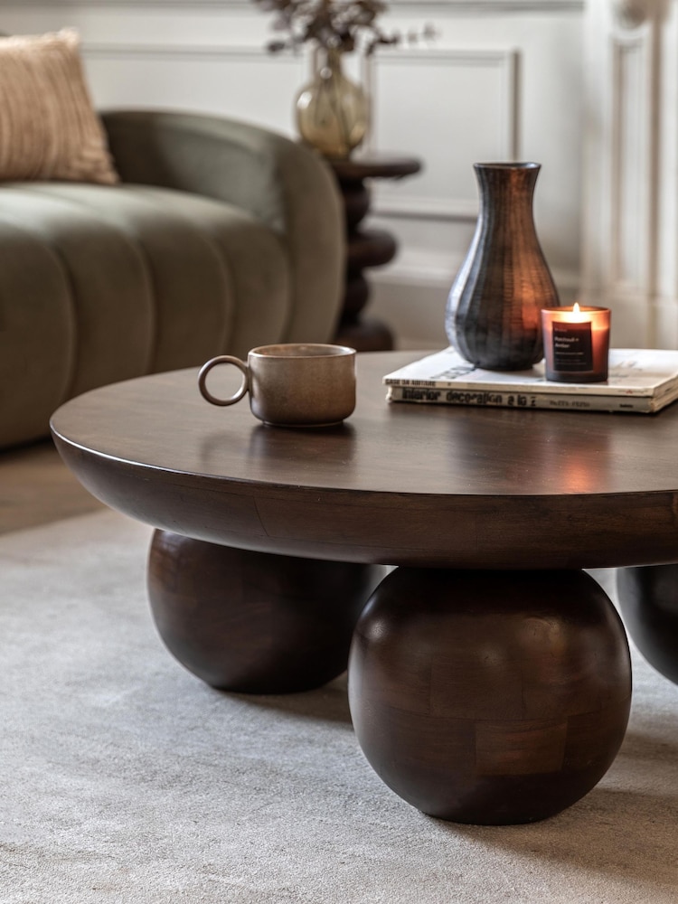 Gallery Home Dark Wood Verve Round Coffee Table - Image 2 of 5 Gallery Home Dark Wood Verve Round Coffee Table - Image 2 of 5