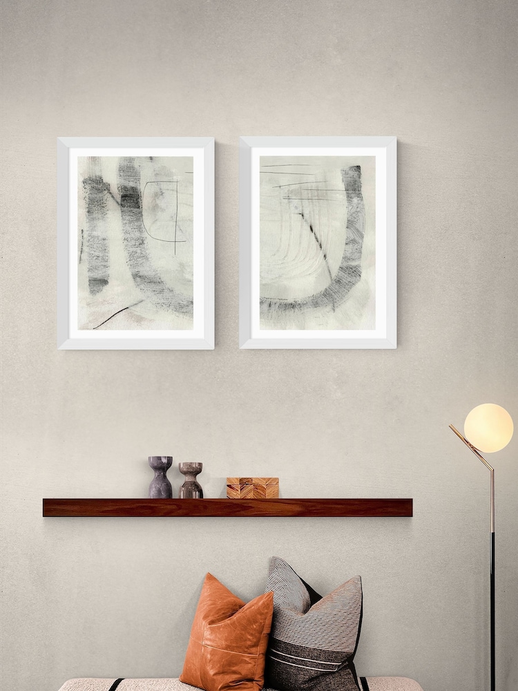 East End Prints Set of 2 White Real Wall Art Prints by Dan Hobday - Image 1 of 2 East End Prints Set of 2 White Real Wall Art Prints by Dan Hobday - Image 1 of 2