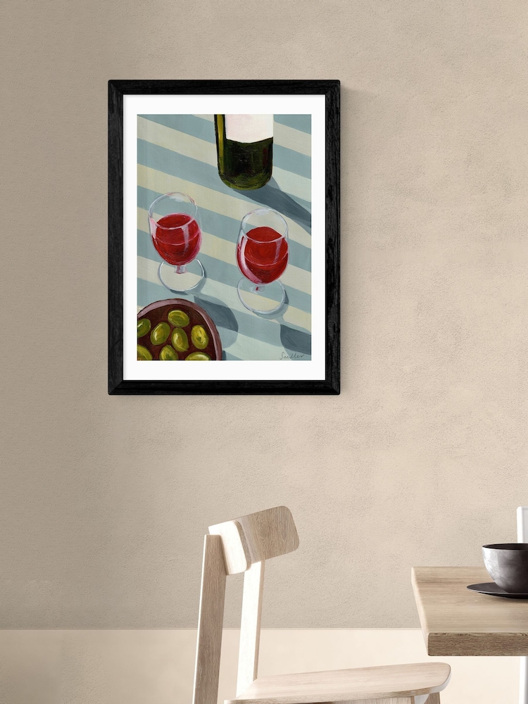 East End Prints Black Blue Wine Time Wall Art Print by Susie Miller - Image 1 of 3